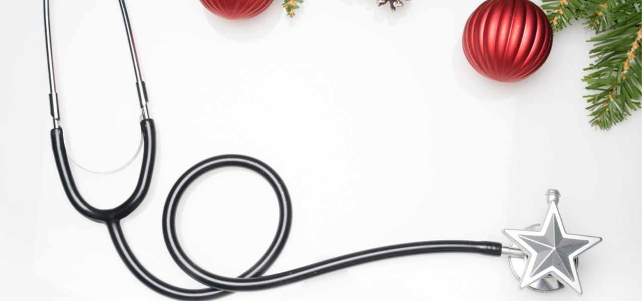 festive stethoscope with star and ornaments for a holiday tree